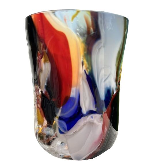 Hand Blown Vase Small Fused Glass for Bouquet of Flowers OOAK